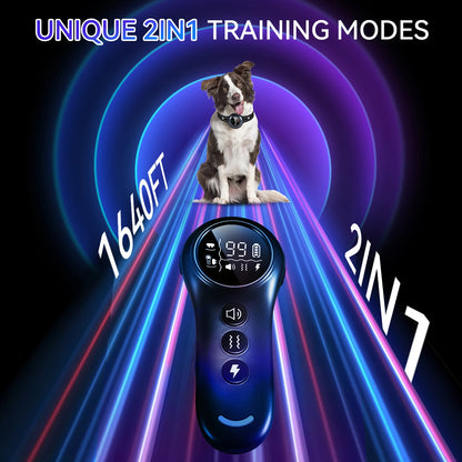 2-in-1 Automatic Anti-Bark Control & Dog Training Collar with Remote | Smart Barking Detection with Shock, Sound & Vibration