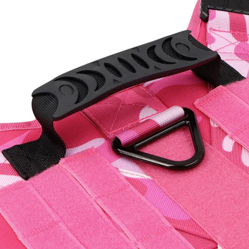 Pink Camouflage Military-Style Dog Harness | Tactical Dog Training Vest 8