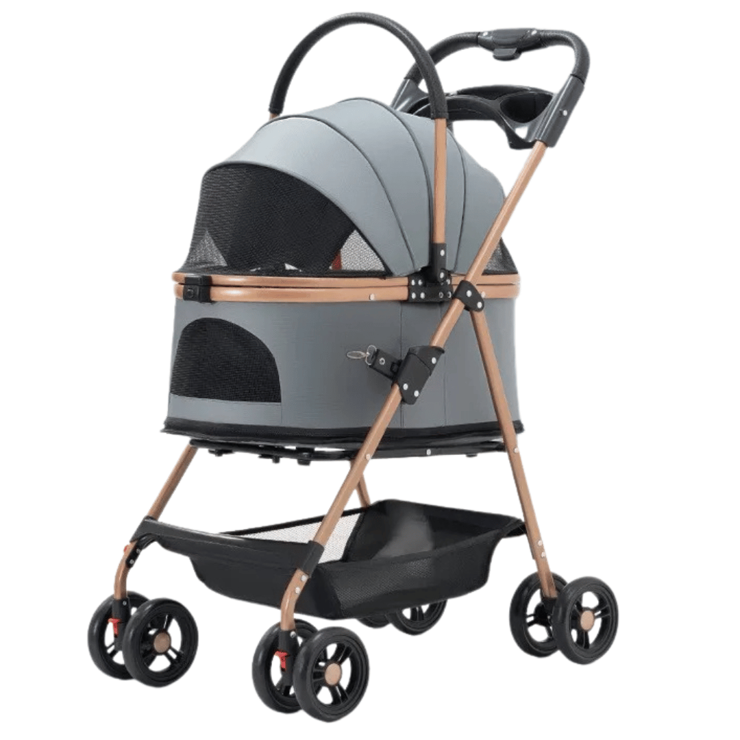 Multifunctional Foldable Pet Stroller & Detachable Basket for Small Dogs & Cats 1