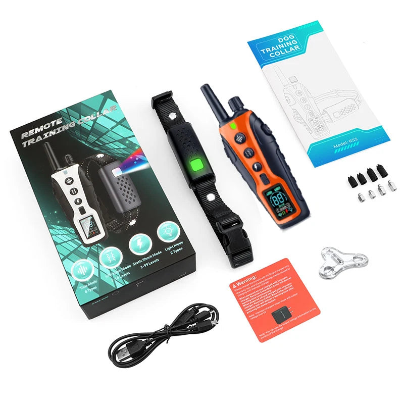 Night-Safe Flashlight Dog Training Collar & Remote Control up to 1000m