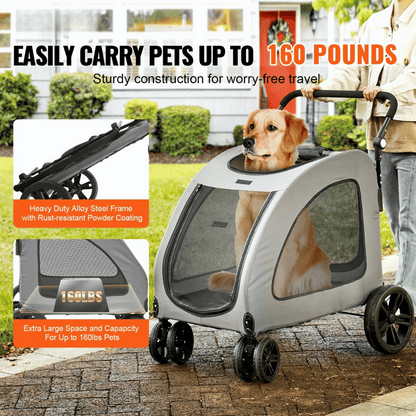 High Strength & Spacious Dog Stroller for Large Dogs up to 72kg 4