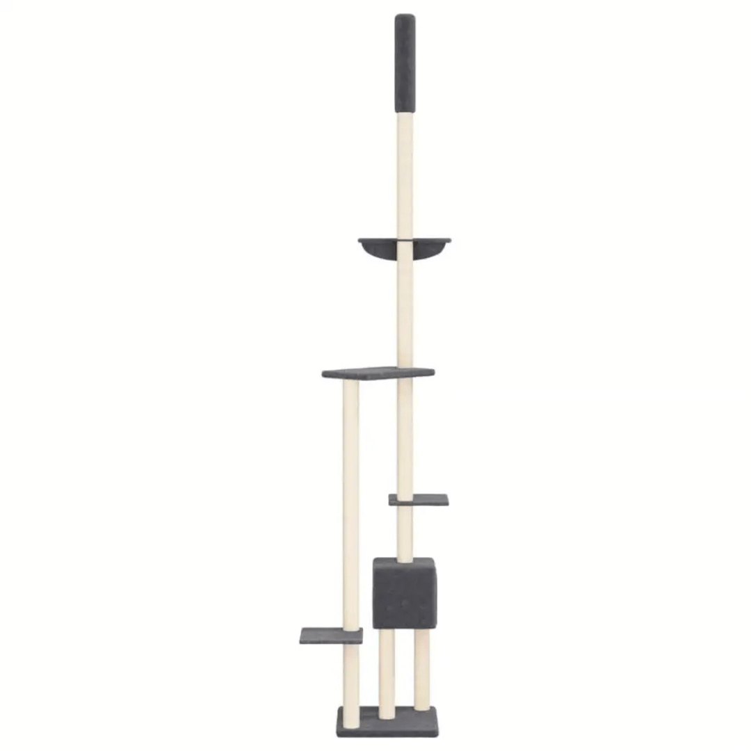 Floor-to-Ceiling Cat Tree Tower Scratching Posts with Plush Nest & Perches 7