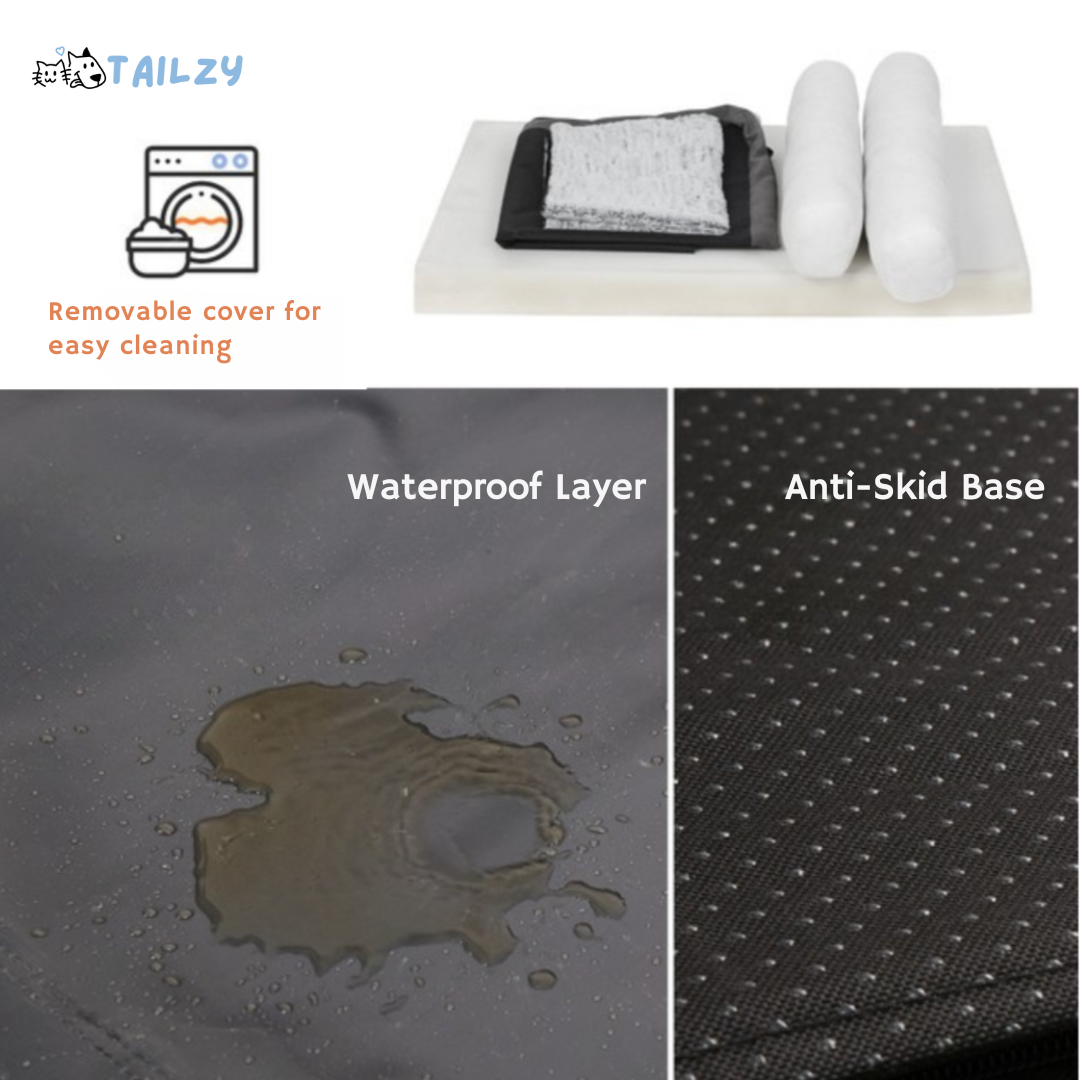 XL Orthopedic Memory Foam Dog Bed for Large Dogs with L-Shaped Bolster