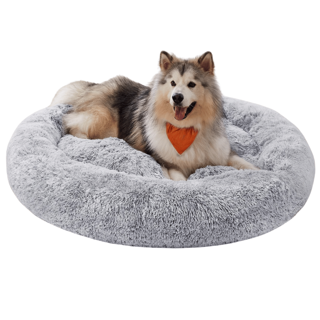 Giant 3XL Furry Plush Donut Dog Bed for Extra Large Dog Breeds with Washable Cover 1