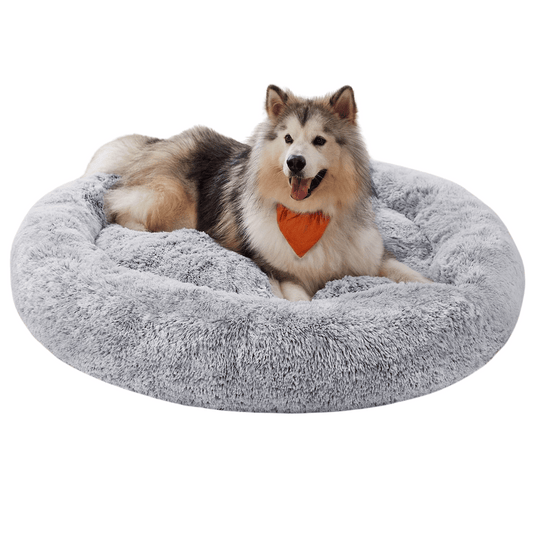 Giant 3XL Furry Plush Donut Dog Bed for Extra Large Dog Breeds with Washable Cover 1