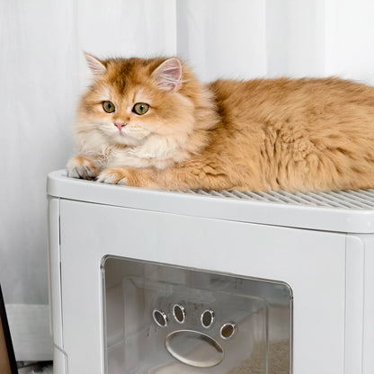 Cat Litter Box Enclosure with Double Entrance-Exit & Pull-Out Drawer Tray