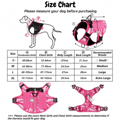 Pink Camouflage Military-Style Dog Harness | Tactical Dog Training Vest
