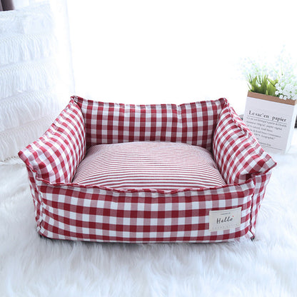 Checkered-Pet-Bed-Sofa-for-Smaller-Dogs-Cats-1