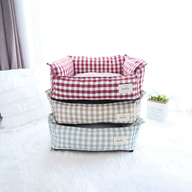 Checkered-Pet-Bed-Sofa-for-Smaller-Dogs-Cats-14