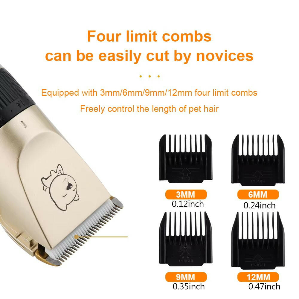 Cordless Dog Grooming Clippers Set with Precision Blades & 4 Guide Combs 4