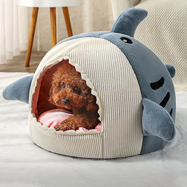 Cute-Shark-Semi-Enclosed-Pet-Bed-for-Small-Dogs-Cats-1