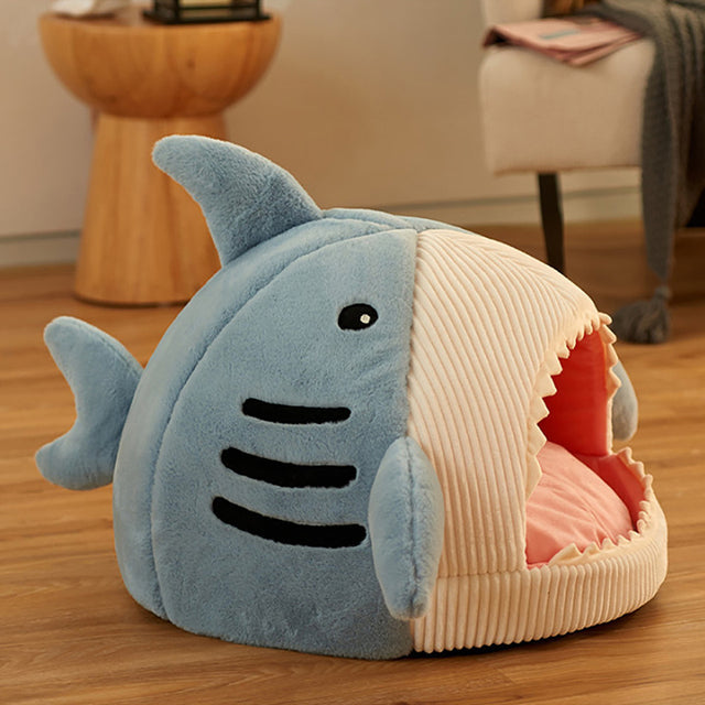 Cute-Shark-Semi-Enclosed-Pet-Bed-for-Small-Dogs-Cats-3