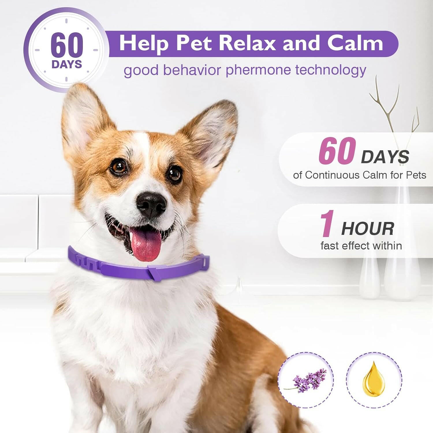 Dog Calming Collar with Safe Pheromones for Anxiety Relief & Soothing 8