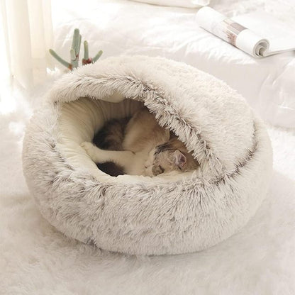 Furry-Plush-Cat-Bed-Nest-Snuggle-Cave-1