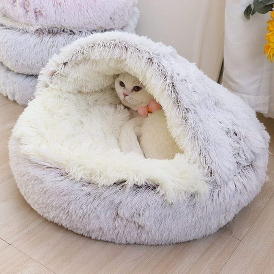 Furry-Plush-Cat-Bed-Nest-Snuggle-Cave-11