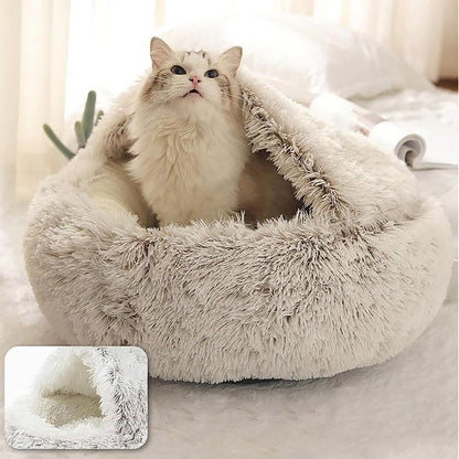 Furry-Plush-Cat-Bed-Nest-Snuggle-Cave-2