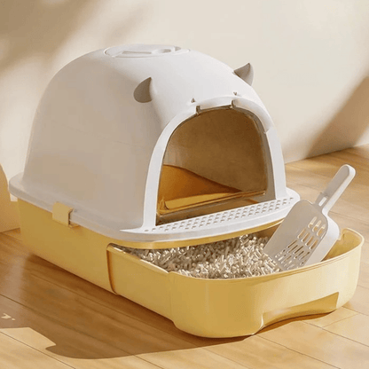 Enclosed Cat Litter Box with Swing Door & Pull-Out Tray Drawer | Scoop Included
