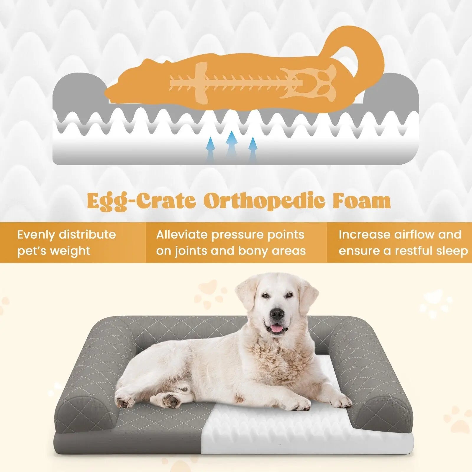 Supportive Orthopedic Dog Bed with 3-Sided Bolster 4