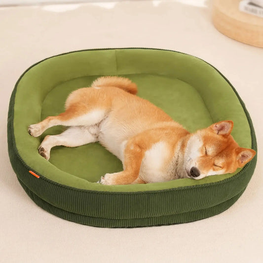 Plush Corduroy Dog Bed with Removable Washable Cover 1