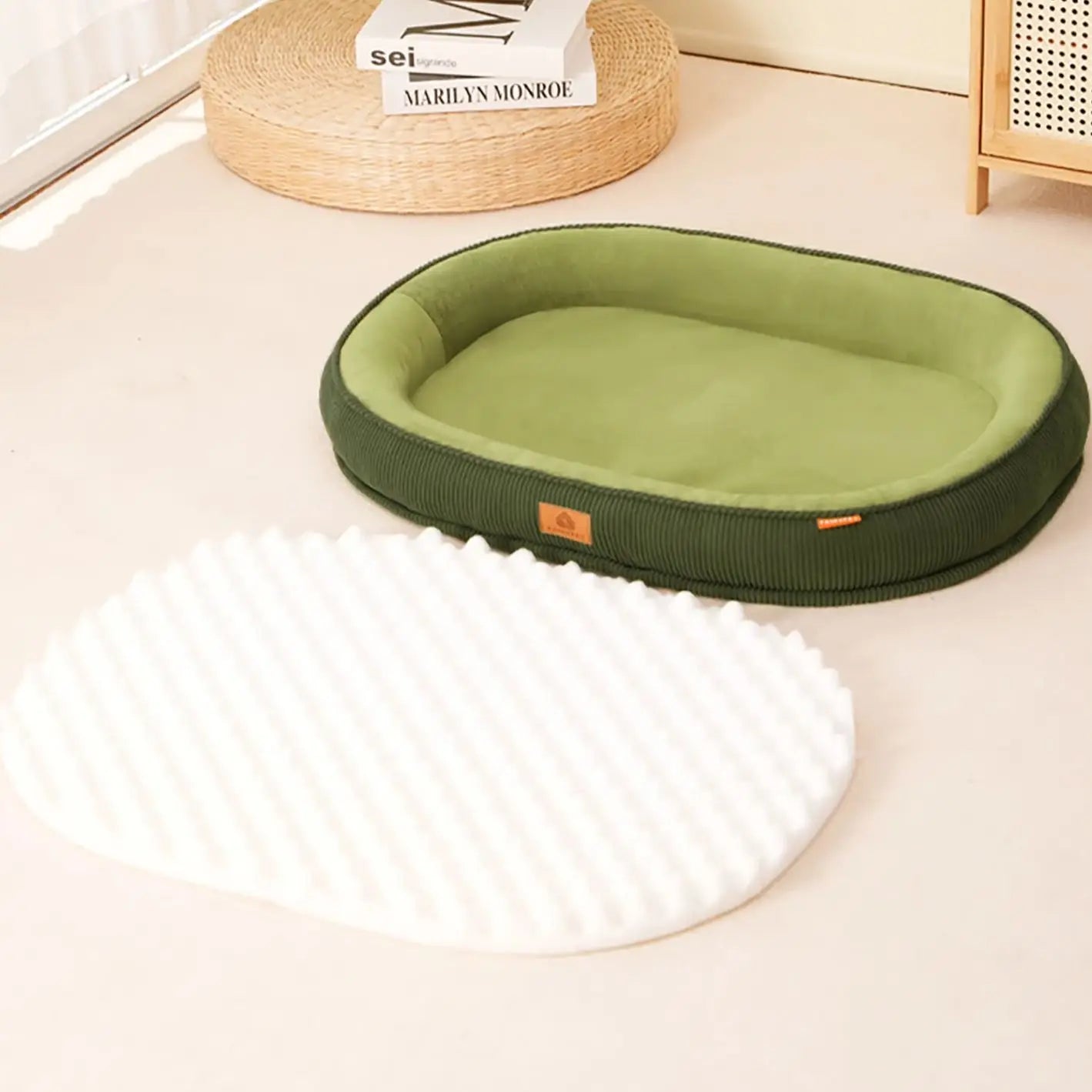 Plush Corduroy Dog Bed with Removable Washable Cover 6