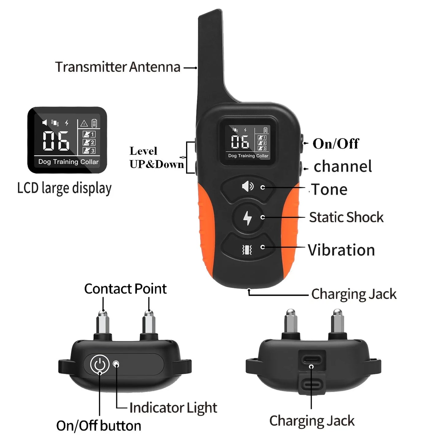 1000m Vibrate, Beep & Shock Dog Training Collar & Remote 5