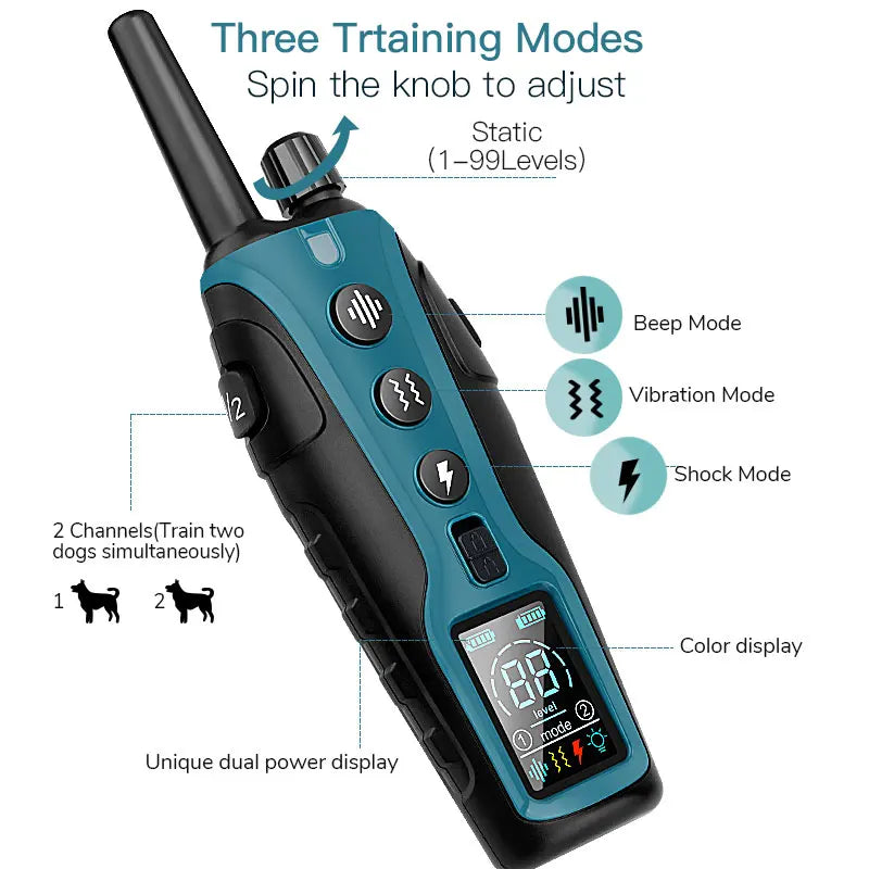 Night-Safe Flashlight Dog Training Collar & Remote Control up to 1000m