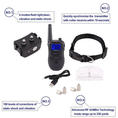 Waterproof & Rechargeable 300m Nylon Dog Training Collar with Remote 6