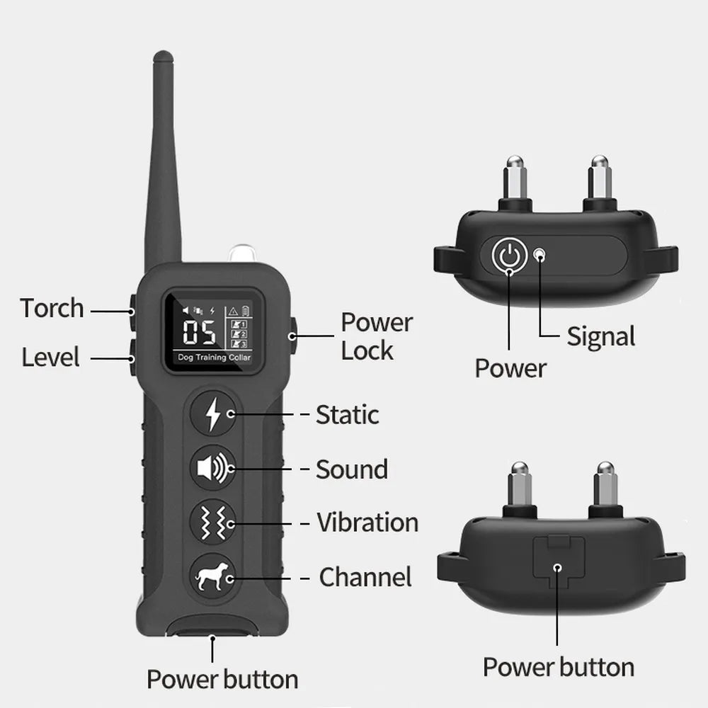 1000m Dog Training Collar with Remote Control for Up to 3 Dogs 8