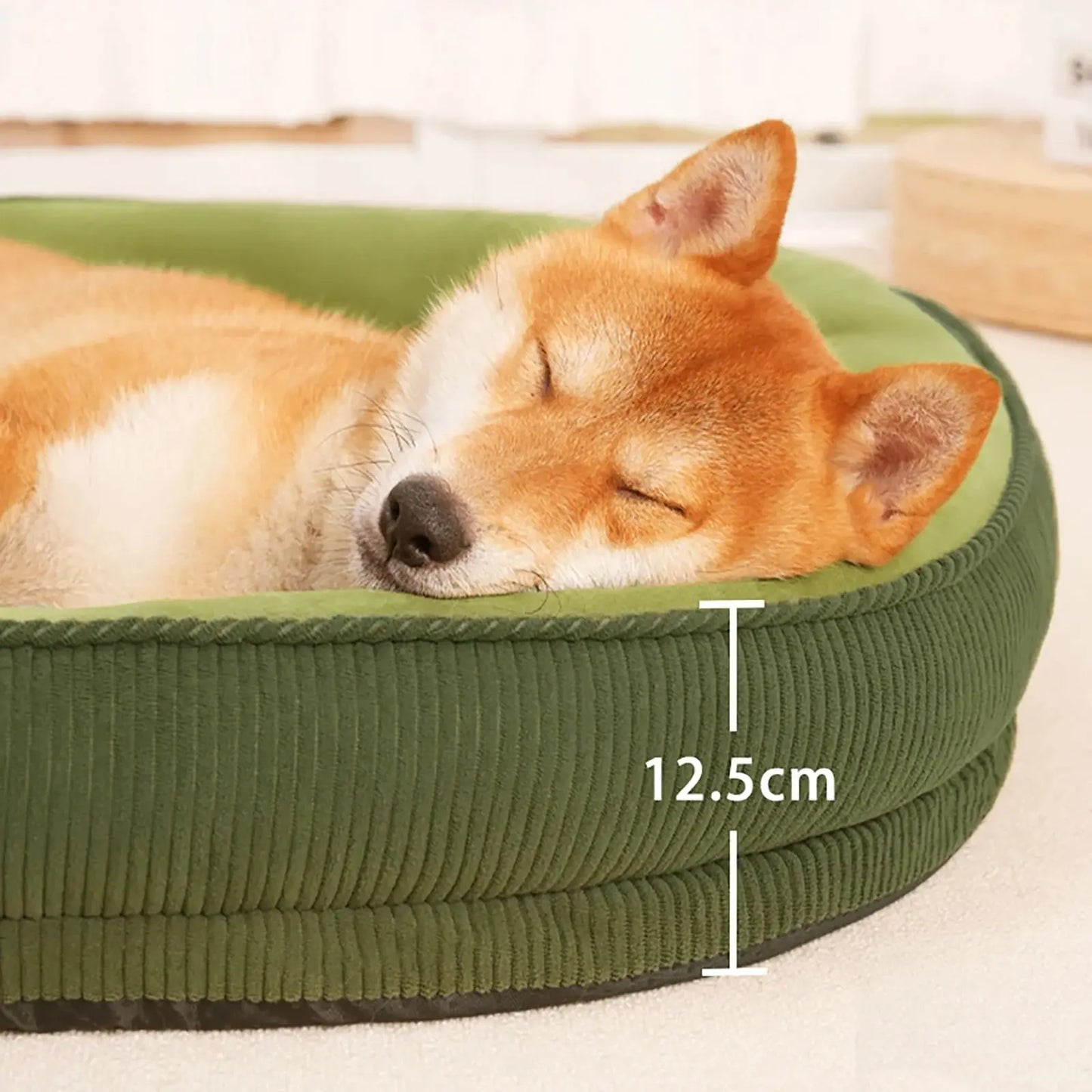 Plush Corduroy Dog Bed with Removable Washable Cover 8