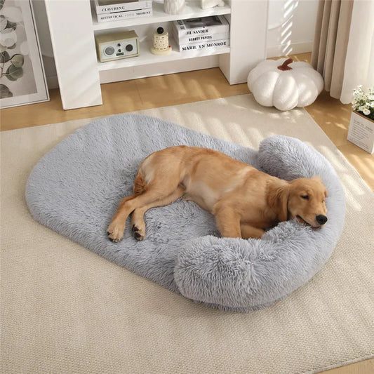 Plush Dog Bed with Supportive Bolster for Head & Neck 1