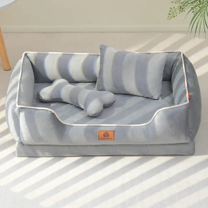 Velvet-Soft Comfort Pet Bed with Supportive Cushion & Bolster for Dogs & Cats 3
