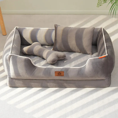 Velvet-Soft Comfort Pet Bed with Supportive Cushion & Bolster for Dogs & Cats 5