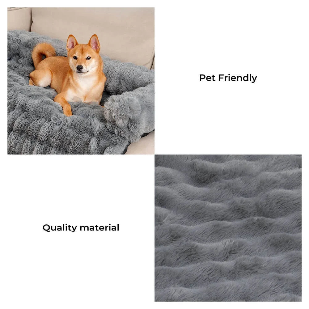 Fluffy Calming Dog Bed Sofa Protector with Bolster for Smaller Dogs & Cats 8