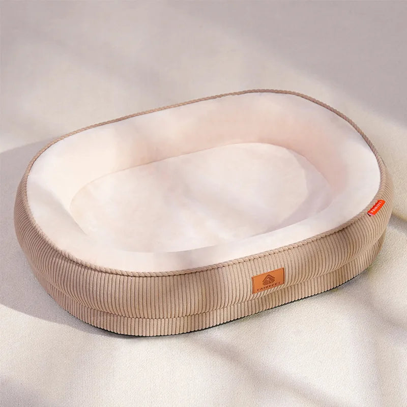 Plush Corduroy Dog Bed with Removable Washable Cover 2