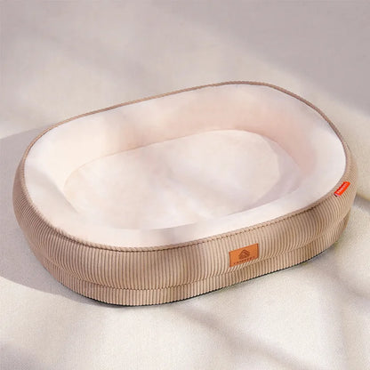 Plush Corduroy Dog Bed with Removable Washable Cover 2