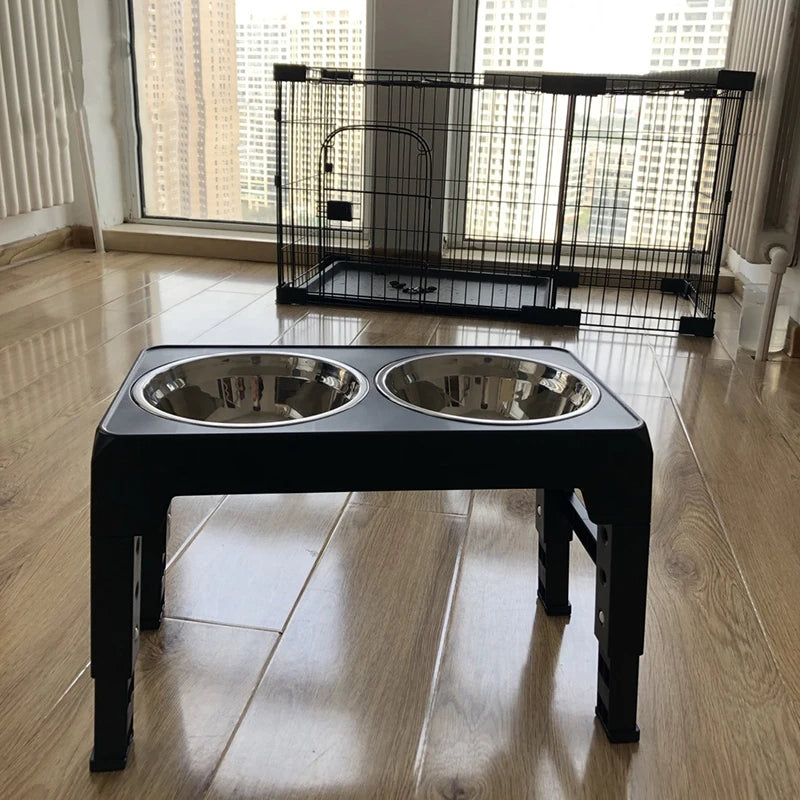 Adjustable Elevated Dog Feeding Station & Stainless Steel Dog Bowls 5