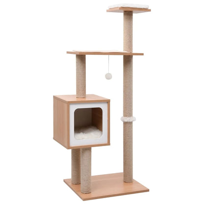 Aesthetic 4ft Cat Tree with Wooden Condo, Perches & Scratching Posts 1