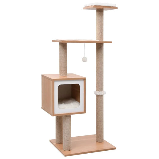 Aesthetic 4ft Cat Tree with Wooden Condo, Perches & Scratching Posts 1