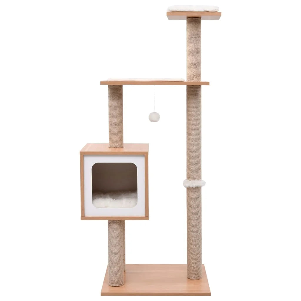 Aesthetic 4ft Cat Tree with Wooden Condo, Perches & Scratching Posts 2