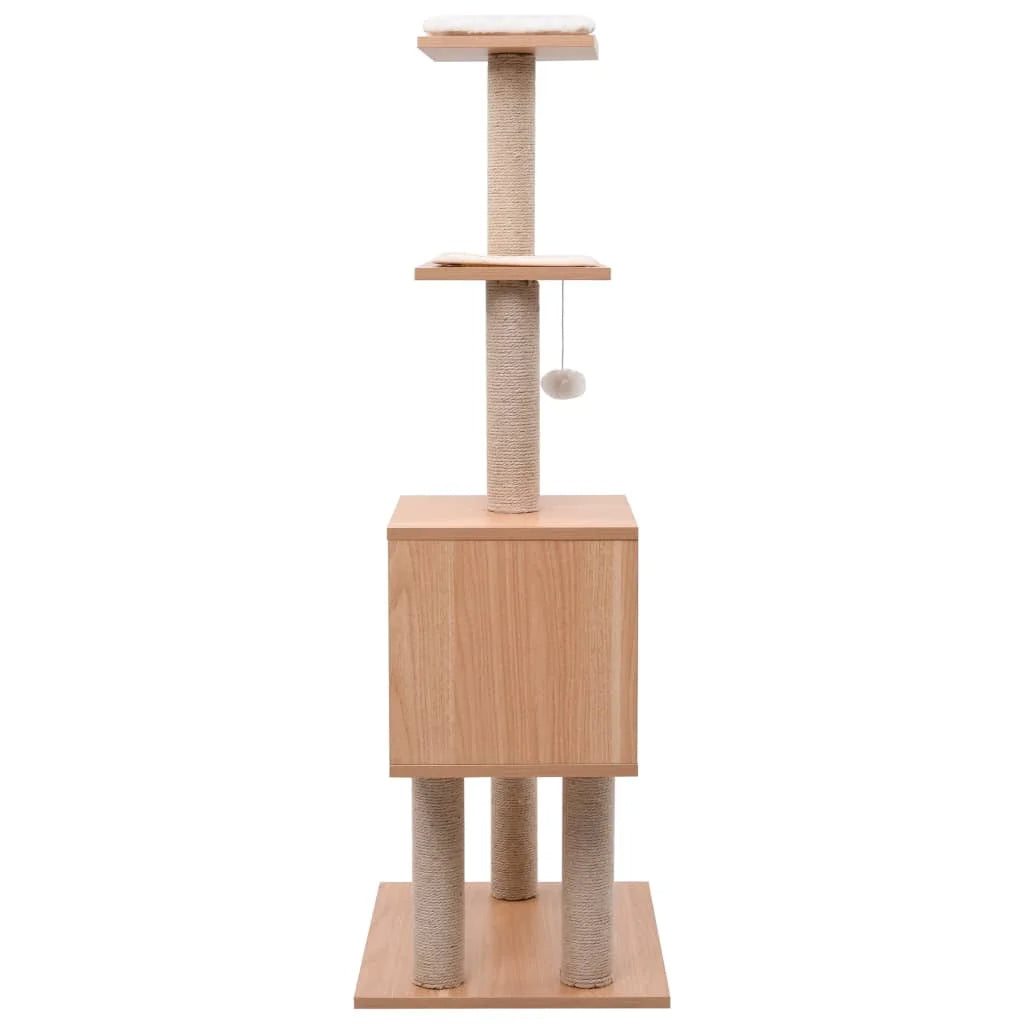 Aesthetic 4ft Cat Tree with Wooden Condo, Perches & Scratching Posts 5