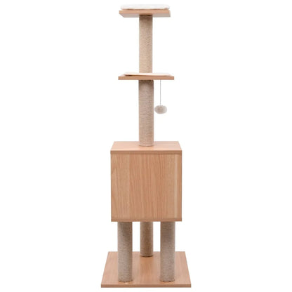 Aesthetic 4ft Cat Tree with Wooden Condo, Perches & Scratching Posts 5