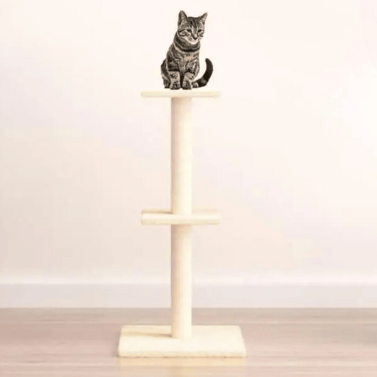 Aesthetic Beige Cat Tree Scratching Post with 2 Perches 1