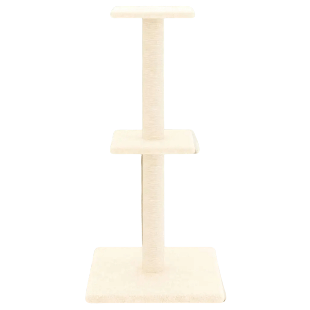 Aesthetic Beige Cat Tree Scratching Post with 2 Perches 2