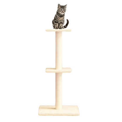 Aesthetic Beige Cat Tree Scratching Post with 2 Perches 3