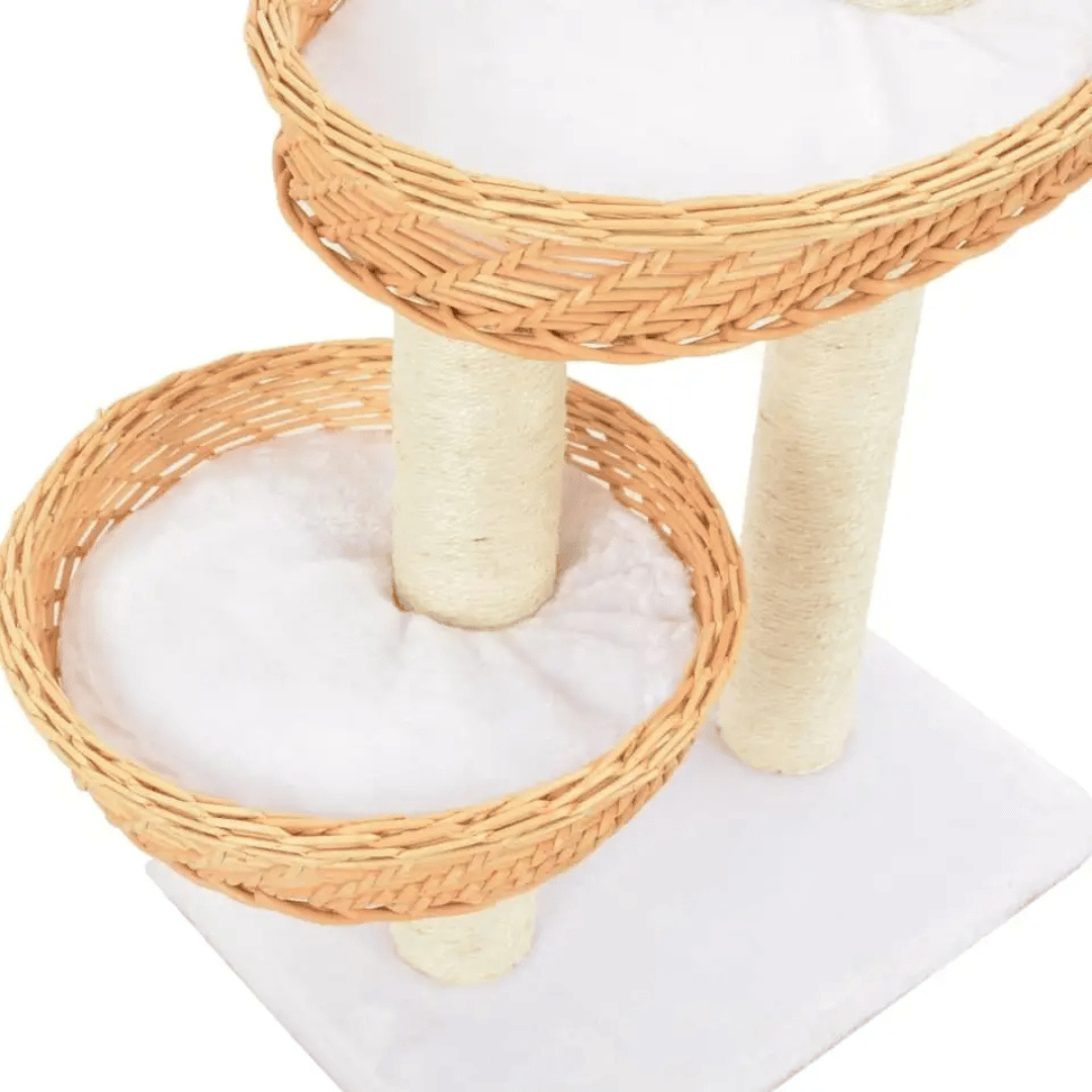 Aesthetic Cat Tree with Wicker Basket Perches & Sisal Scratching Posts 3