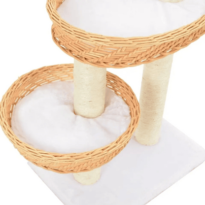 Aesthetic Cat Tree with Wicker Basket Perches & Sisal Scratching Posts 3