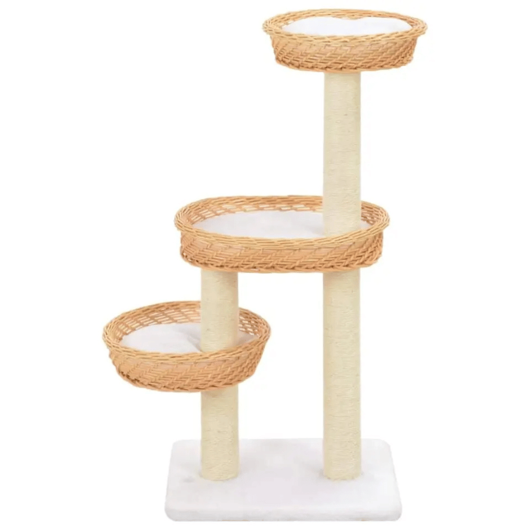 Aesthetic Cat Tree with Wicker Basket Perches & Sisal Scratching Posts 5
