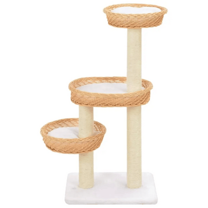 Aesthetic Cat Tree with Wicker Basket Perches & Sisal Scratching Posts 5