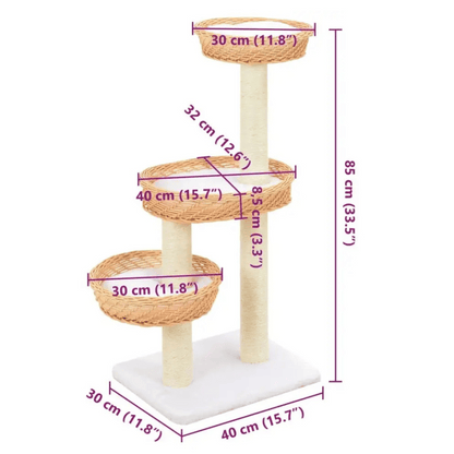 Aesthetic Cat Tree with Wicker Basket Perches & Sisal Scratching Posts 6