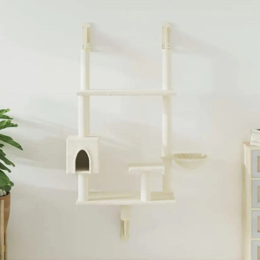 Aesthetic Cat Wall Shelf with Plush Condo & Basket 1